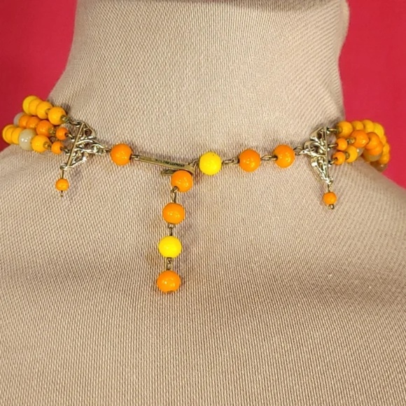 Vintage 1950s German 3 Tier Tangerine Bib Choker - Picture 6 of 8